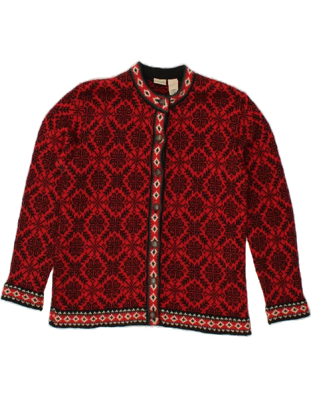 L.L.BEAN Womens Cardigan Sweater UK 16 Large Red Fair Isle Merino Wool Mesh Cardigan Canvas Denim L.L.BEAN Womens Cardigan Sweater UK 16 Large Red Fair Isle Merino Wool Mesh Cardigan Canvas Denim