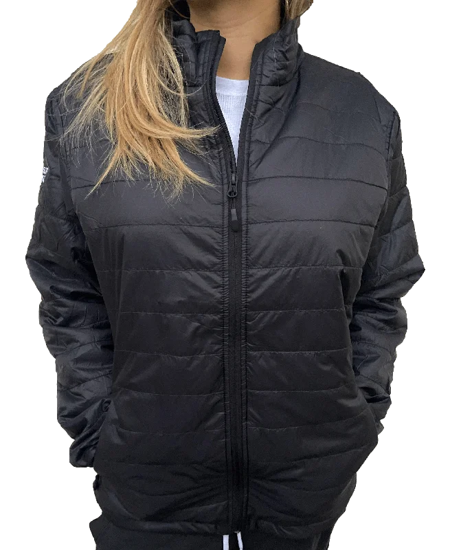 South Quarter Women's Black Puffy Zip Jacket Cotton Fabric Linen Fabric Terry Fabric South Quarter Women's Black Puffy Zip Jacket Cotton Fabric Linen Fabric Terry Fabric