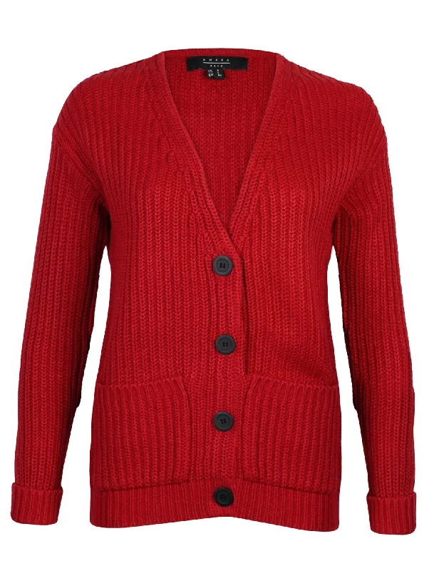 Camellia Deep V Cardigan in Chilli Pepper - Amara Reya Cotton Fabric Linen Fabric Terry Fabric Camellia Deep V Cardigan in Chilli Pepper - Amara Reya Cotton Fabric Linen Fabric Terry Fabric