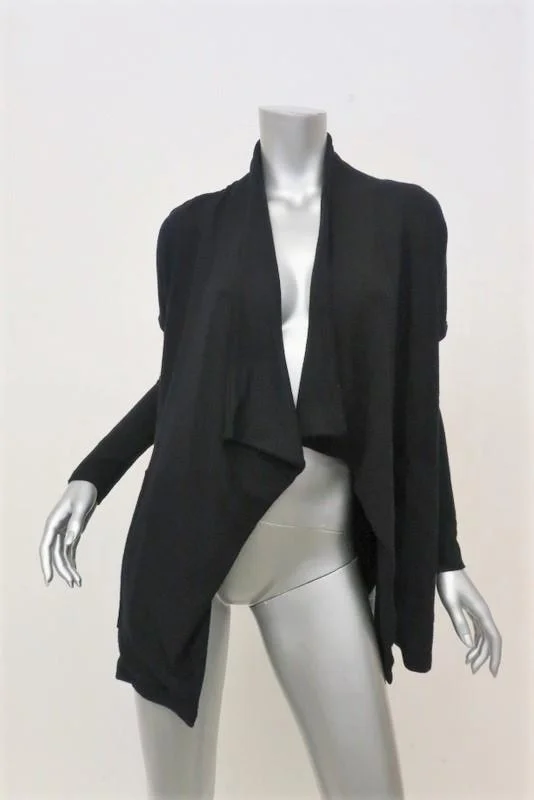 Velvet by Graham & Spencer Draped Cardigan Tish Black Jersey Size Extra Small Crew Neck V-Neck Turtle Neck Velvet by Graham & Spencer Draped Cardigan Tish Black Jersey Size Extra Small Crew Neck V-Neck Turtle Neck