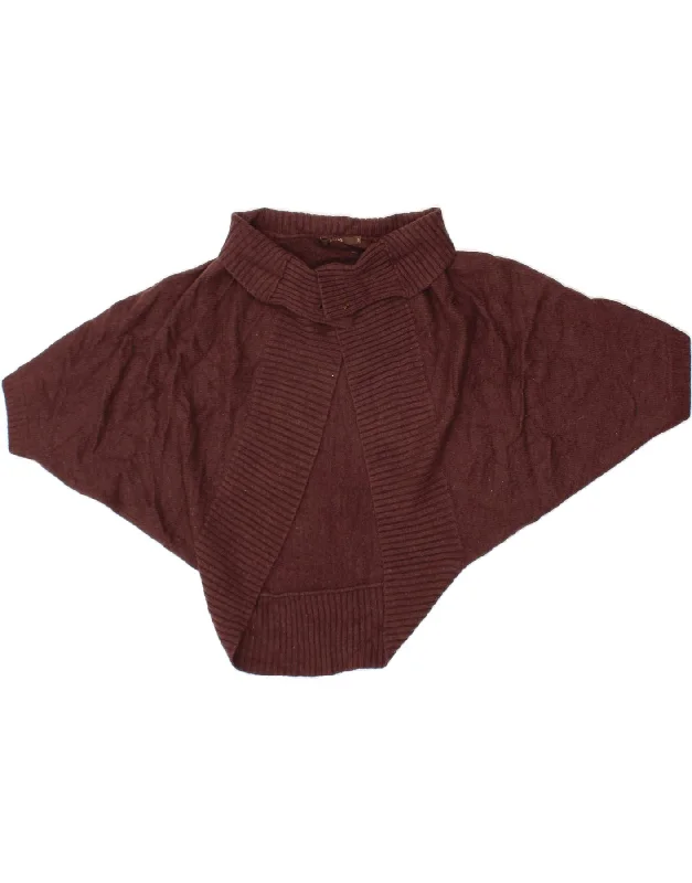 REISS Womens Poncho Cardigan Sweater UK 10 Small Brown Viscose Ribbed Striped Patterned REISS Womens Poncho Cardigan Sweater UK 10 Small Brown Viscose Ribbed Striped Patterned