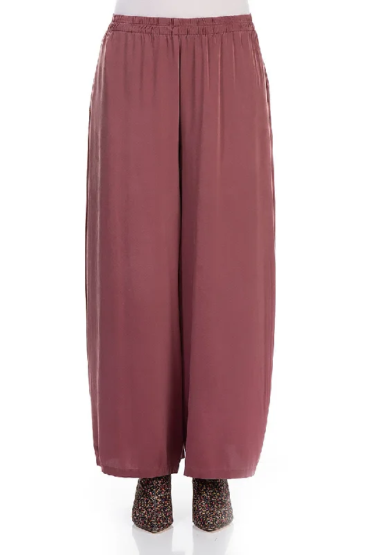 Wide Maroon Silk Trousers Trousers Recommended Stylist