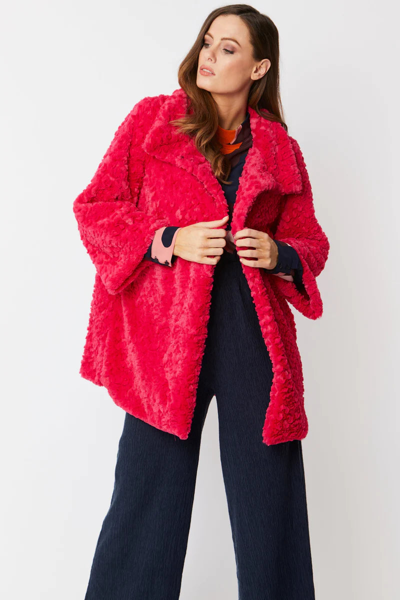 Luxurious Faux Fur Jacket Hot Pink Nylon Jacket Polyester Jacket Spandex Jacket