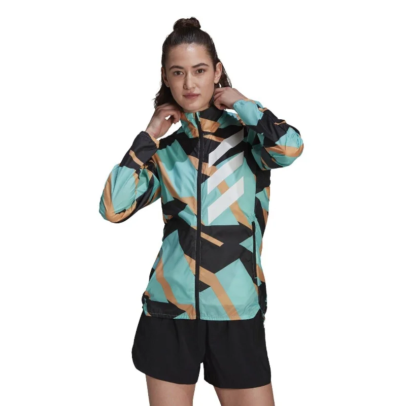 adidas Terrex Agravic Womens Trail Running Wind Breaker Jacket Ladies Parley Front Pockets Side Pockets Patch Pockets