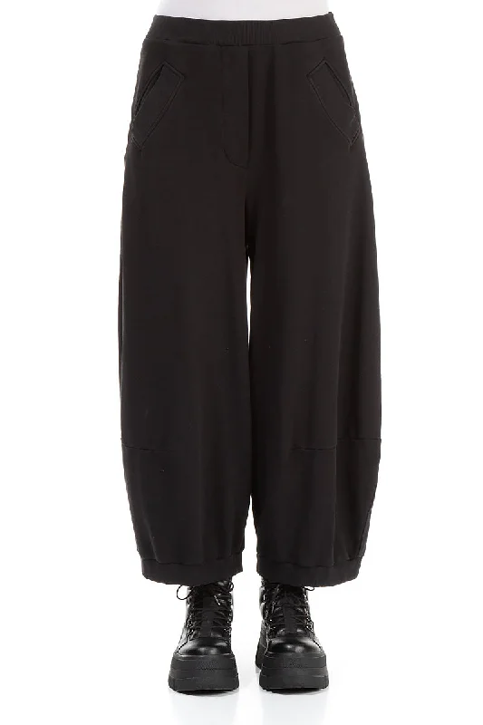 Wide Black Cotton Trousers Trousers Timeless Classic