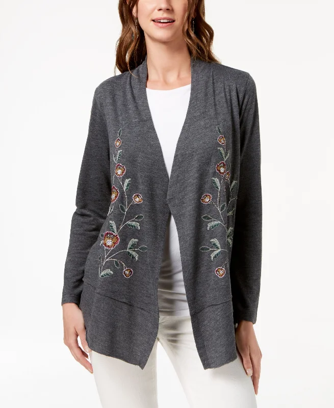 Style & Co Embroidered Cardigan Tailored Straight A-Line