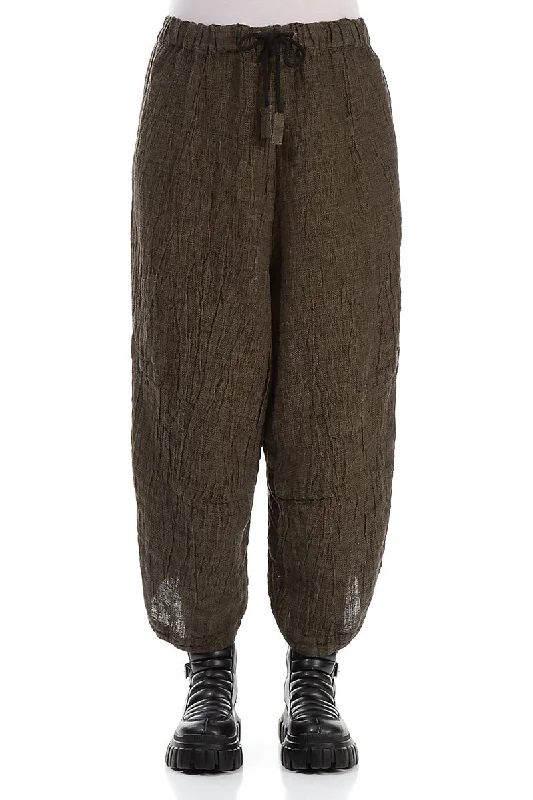 Wide Tie Up Silver Sage Mélange Linen Trousers Trousers versatile functional