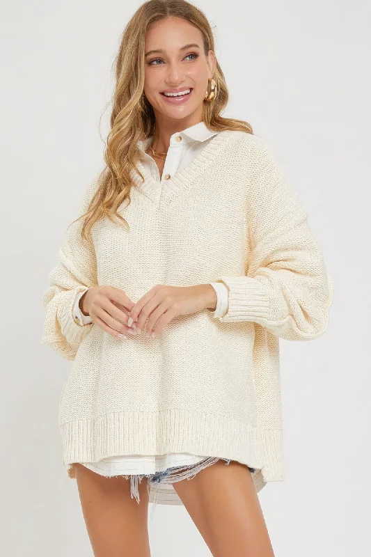 V Neck Oversized Sweater Thin Thick Dense