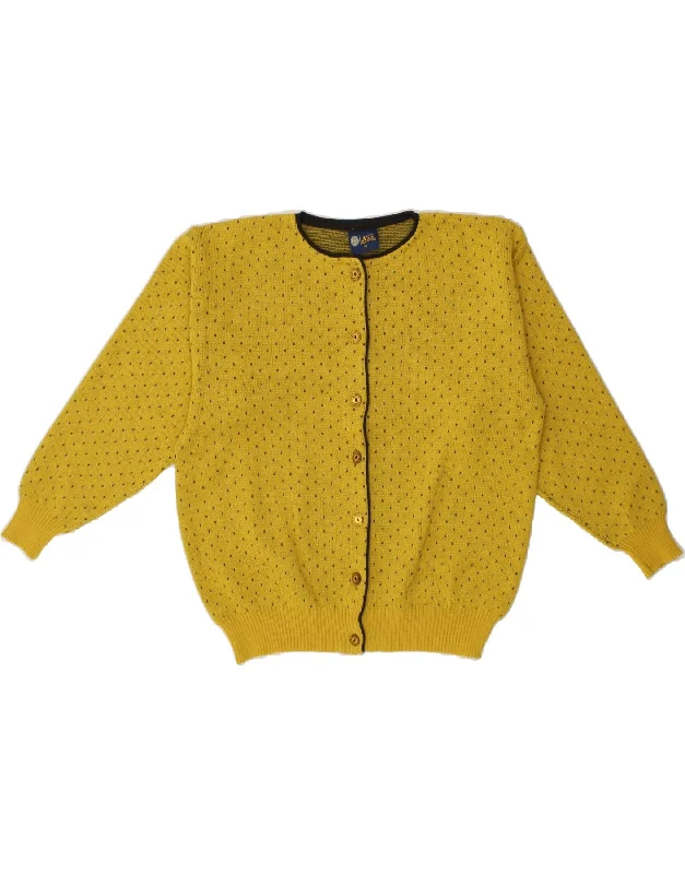 YOUR SIXTH SENSE Womens Cardigan Sweater EU 40 Medium Yellow Spotted Wool Fleece Fabric Down Fabric Feather Fabric
