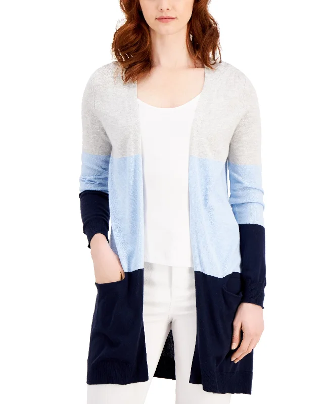 Style & Co Colorblocked Cardigan Elasticated Padded Insulated