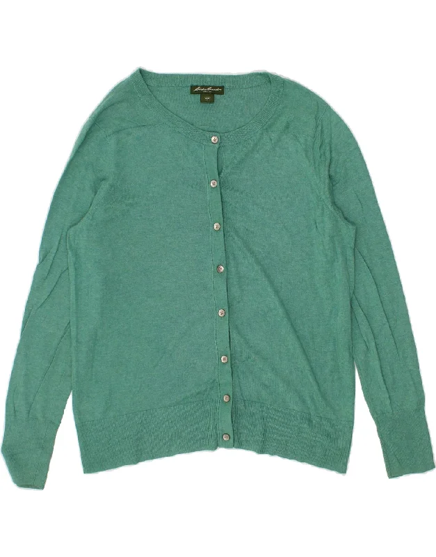 EDDIE BAUER Womens Cardigan Sweater UK 18 XL Green Cotton Cable Knit Ribbed Knit Lace Knit EDDIE BAUER Womens Cardigan Sweater UK 18 XL Green Cotton Cable Knit Ribbed Knit Lace Knit
