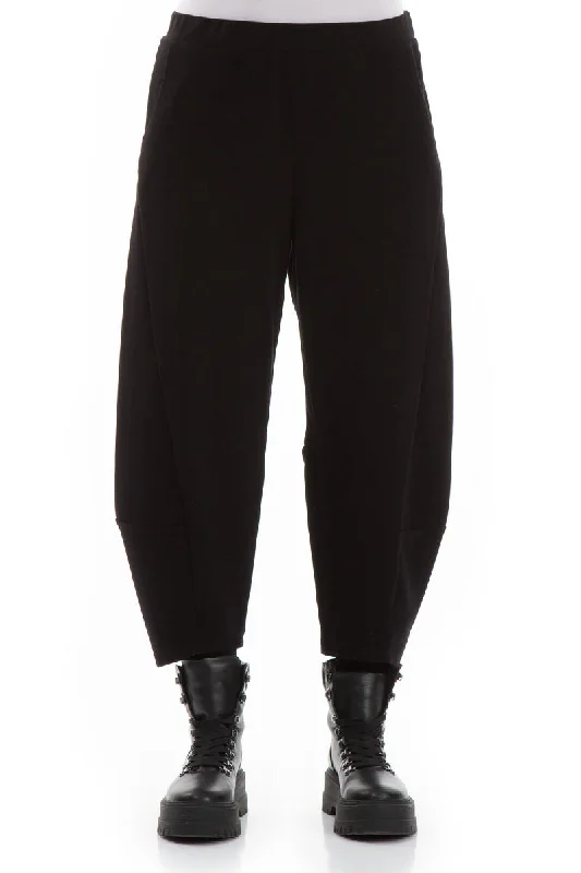 Taper Black Cotton Jersey Trousers Trousers practical durable