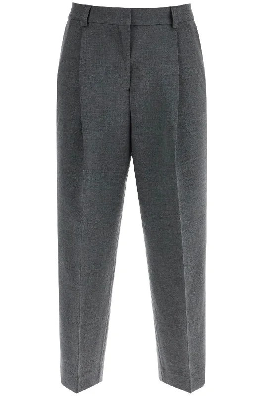 gray melange recycled fabric pleated trousers 251 WRB0254 FB0061 GREY MELANGE Trousers Flared Retro