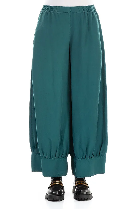 Taper Emerald Silk Cotton Trousers Trousers Recommended Stylist