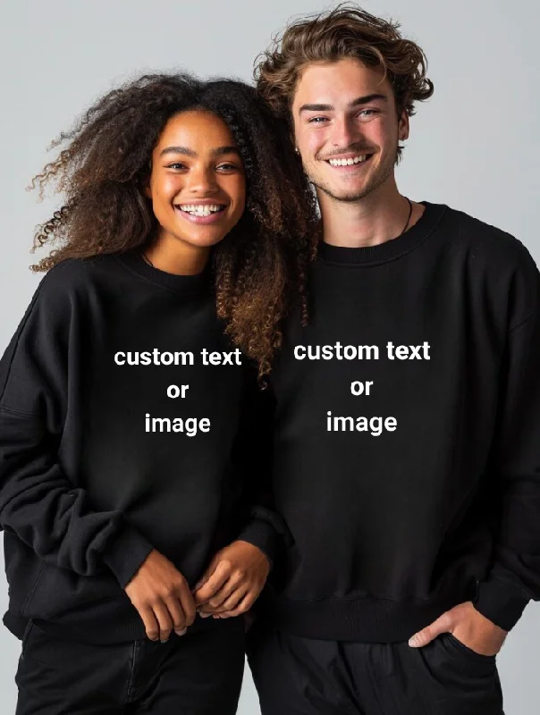 CUSTOM SWEATER - BLACK - UNISEX Mesh Blend Leather Blend Suede Blend