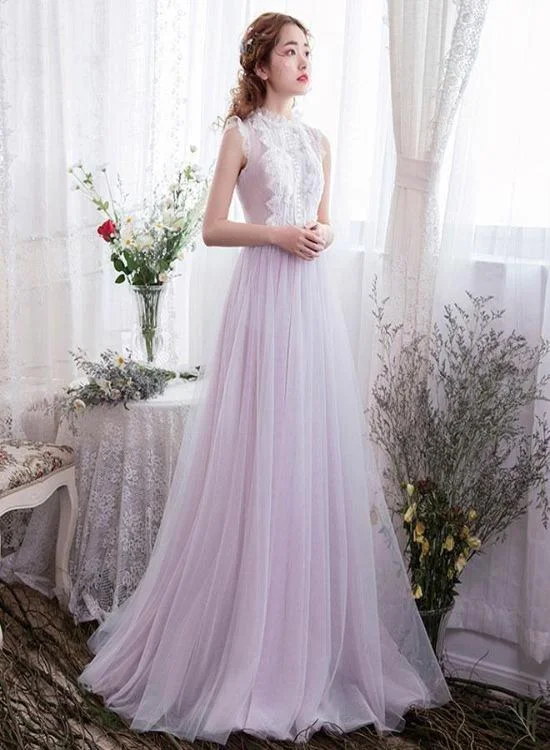 Light Lavender Tulle With Lace Long Evening Dress, Elegant Prom Dress Formal Dress cg15882 Light Lavender Tulle With Lace Long Evening Dress, Elegant Prom Dress Formal Dress cg15882