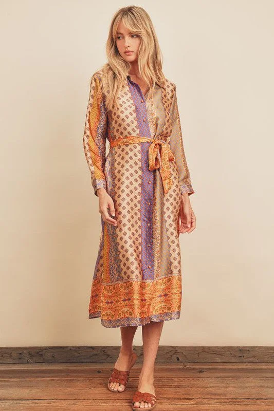 Out of this World Printed Tie Waist Dress