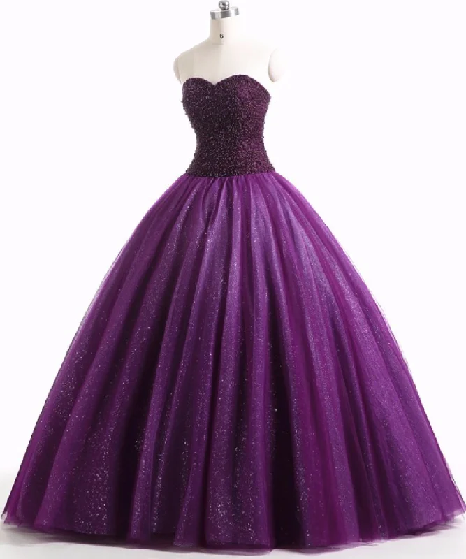 Gorgeous Purple Beaded Tulle Ball Gown Sweet 16 Dress, Purple Quinceanera Dress Prom Dress cg15680 Gorgeous Purple Beaded Tulle Ball Gown Sweet 16 Dress, Purple Quinceanera Dress Prom Dress cg15680