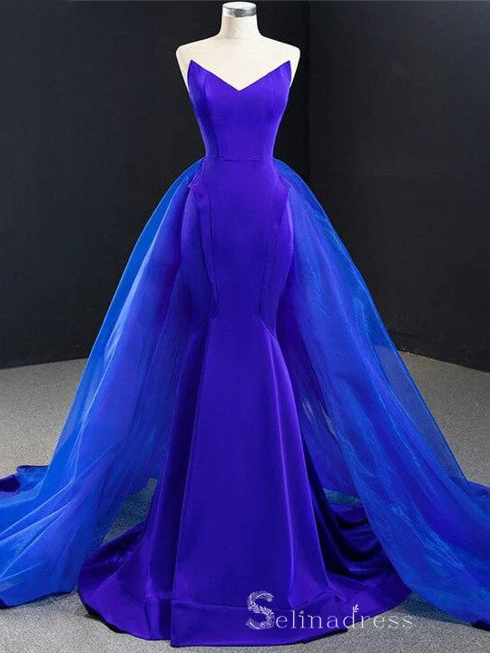 Mermaid V neck Royal Blue Long Prom Dresses Evening Gowns CBD409