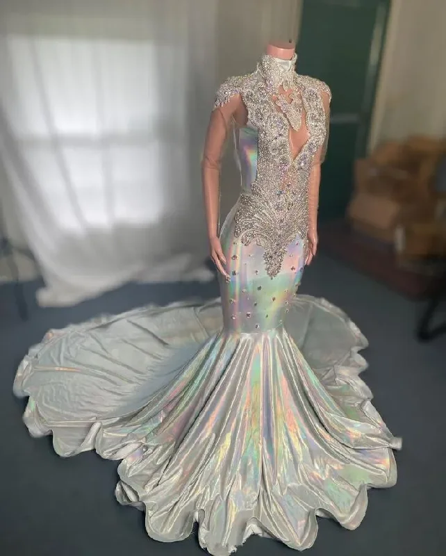 White Sparkly Long Evening Pageant Dresses for Black Girl Luxury Diamond Crystal See Through Prom Gala Birthday Dress 2024 White Sparkly Long Evening Pageant Dresses for Black Girl Luxury Diamond Crystal See Through Prom Gala Birthday Dress 2024