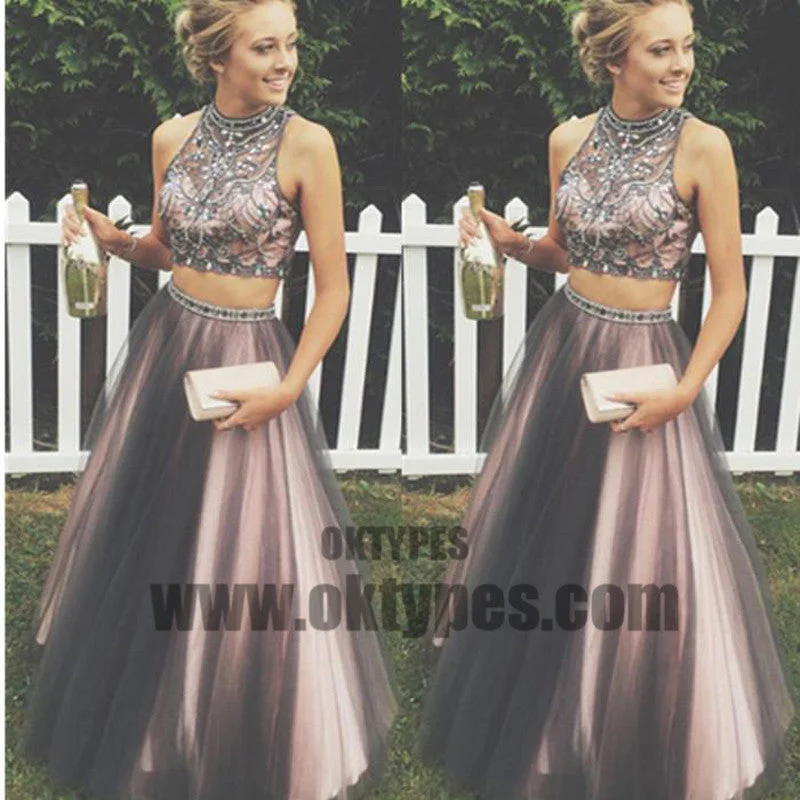 Two Piece Tulle Prom Dresses, Long Prom Dresses, Charming Prom Dresses, Evening Dress, Halter Prom Dresses, Open-back Prom Dresses, TYP0059 Two Piece Tulle Prom Dresses, Long Prom Dresses, Charming Prom Dresses, Evening Dress, Halter Prom Dresses, Open-back Prom Dresses, TYP0059