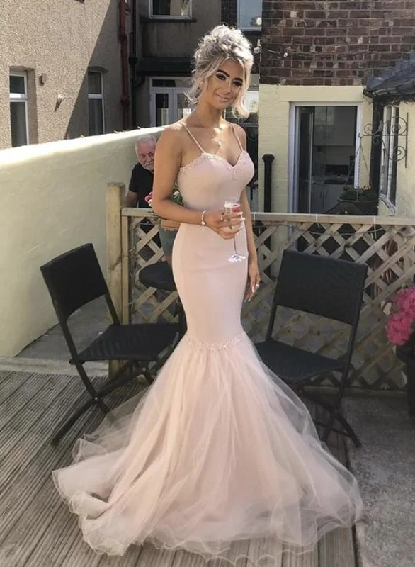 Pink sweater neck long prom dress mermaid evening dress   cg15676