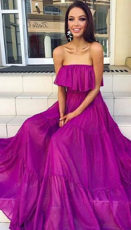Elegant Formal Dress Evening Dress A-line Fuchsia Strapless Chiffon Long Evening Dresses Prom Dresses cg15825 Elegant Formal Dress Evening Dress A-line Fuchsia Strapless Chiffon Long Evening Dresses Prom Dresses cg15825