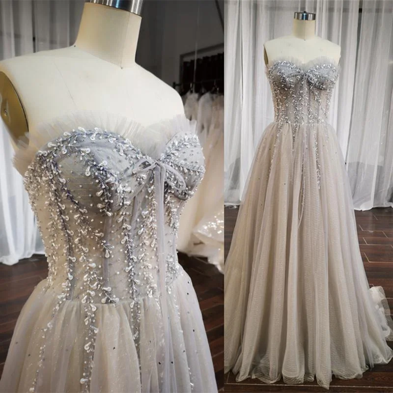Light Champagne A-Line Beaded Sweetheart Long Prom Dress, Eveing Dress Formal Dress cg15681 Light Champagne A-Line Beaded Sweetheart Long Prom Dress, Eveing Dress Formal Dress cg15681