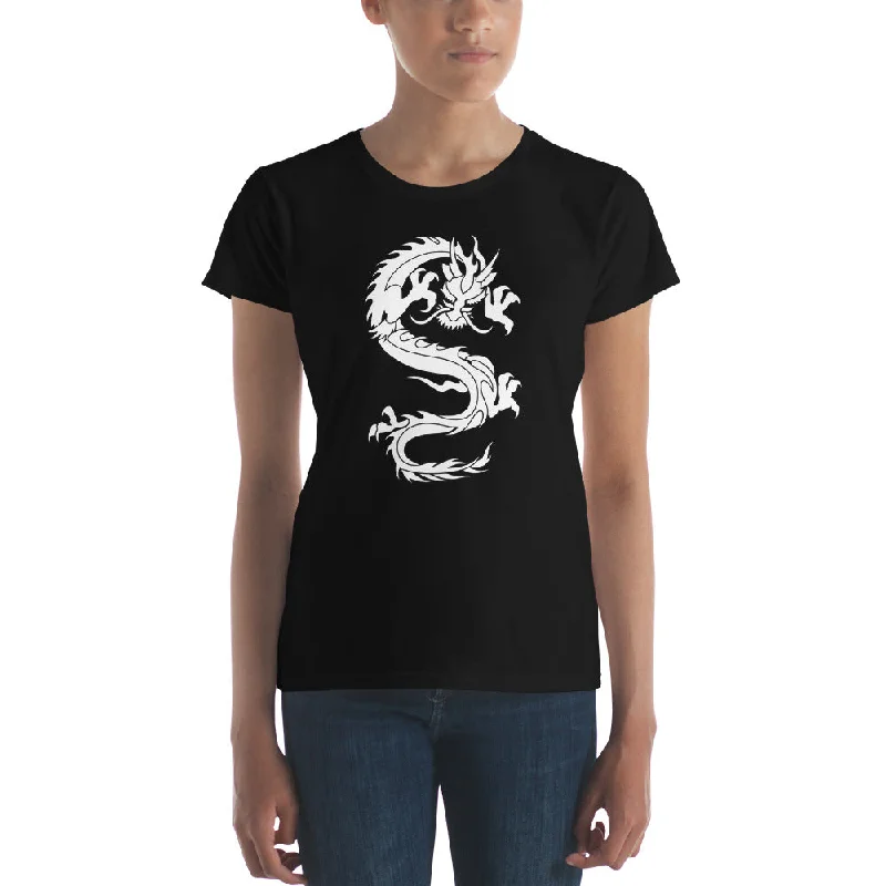 Ancient Chinese Loong Dragon Women's Short Sleeve Babydoll T-shirt Houndstooth Herringbone Solid Ancient Chinese Loong Dragon Women's Short Sleeve Babydoll T-shirt Houndstooth Herringbone Solid