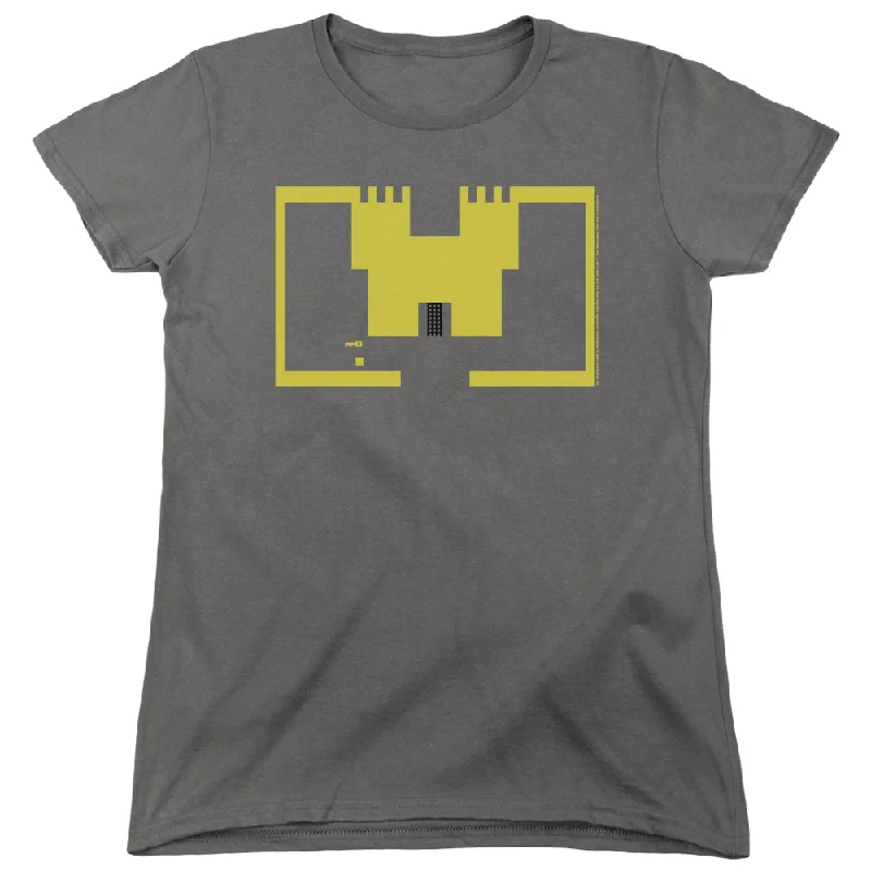 Atari Adventure Screen Art Women's 18/1 Cotton Short-Sleeve T-Shirt Denim Fabric Leather Fabric Suede Fabric Atari Adventure Screen Art Women's 18/1 Cotton Short-Sleeve T-Shirt Denim Fabric Leather Fabric Suede Fabric