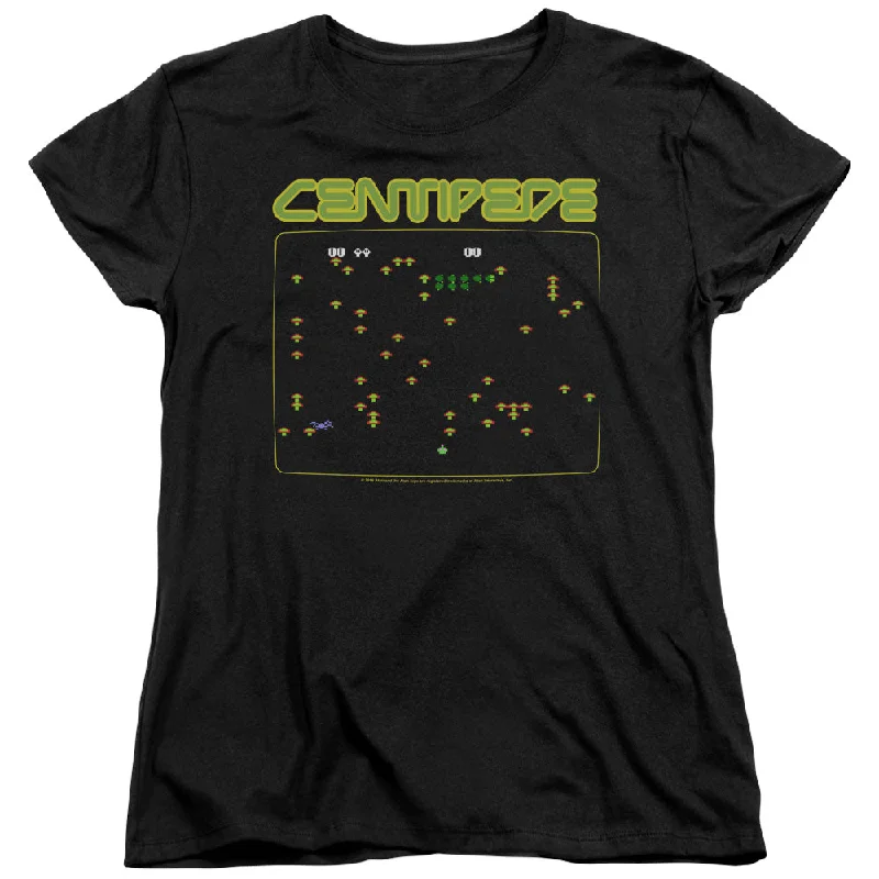 Atari Centipede Screen Women's 18/1 Cotton Short-Sleeve T-Shirt Fleece Fabric Down Fabric Feather Fabric Atari Centipede Screen Women's 18/1 Cotton Short-Sleeve T-Shirt Fleece Fabric Down Fabric Feather Fabric