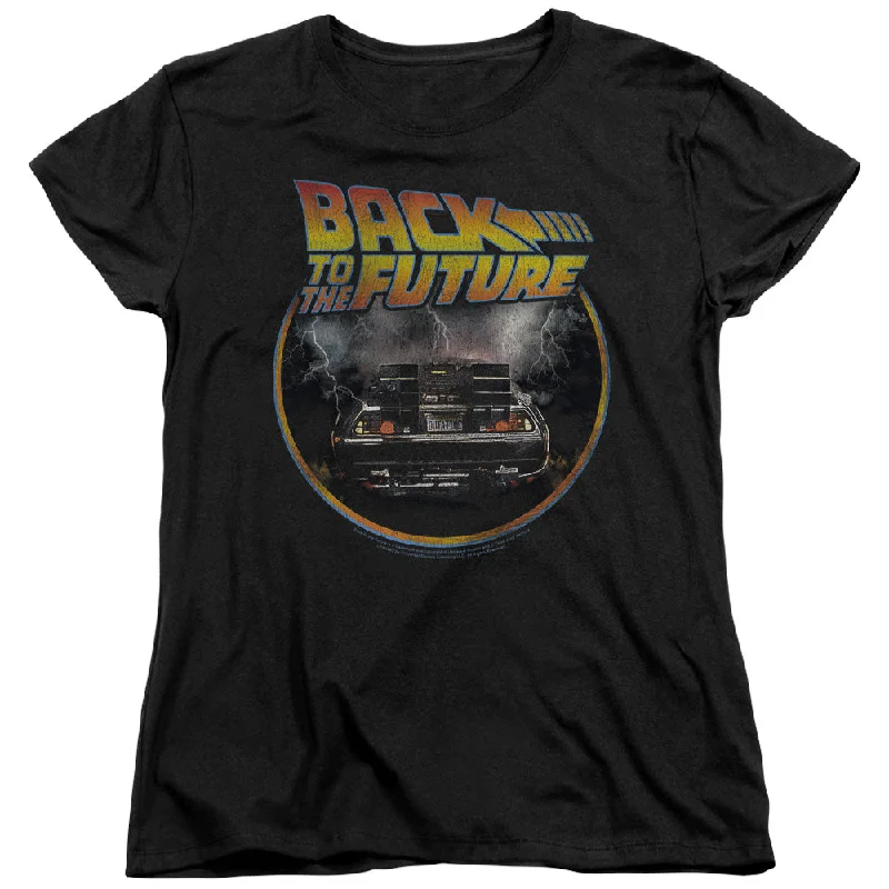 Back To The Future Back Women's 18/1 Cotton Short-Sleeve T-Shirt Front Pockets Side Pockets Patch Pockets Back To The Future Back Women's 18/1 Cotton Short-Sleeve T-Shirt Front Pockets Side Pockets Patch Pockets