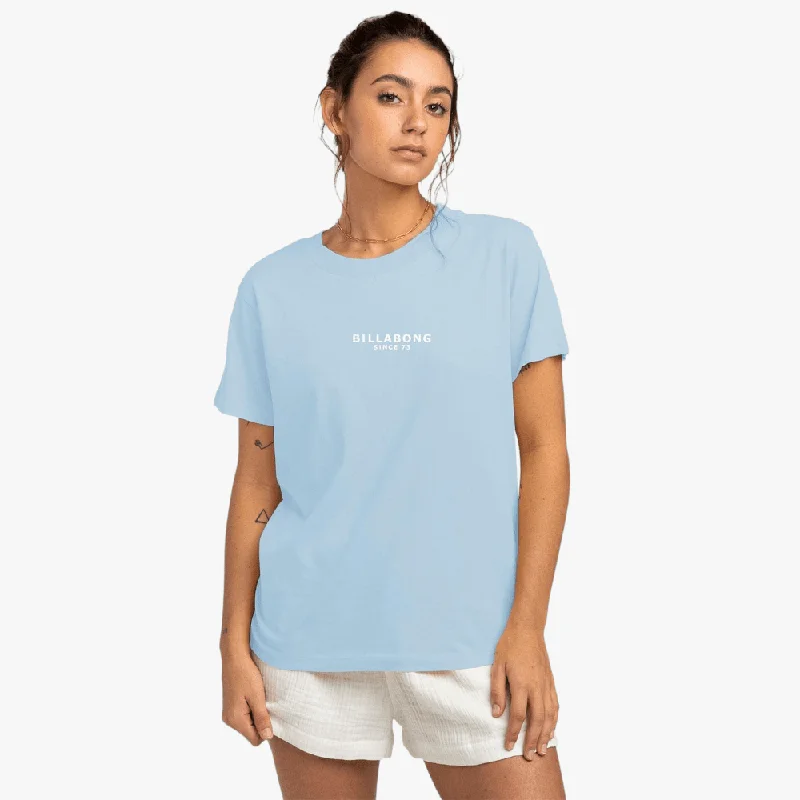 Billabong Womens Society Short Sleeve Tee Bliss Blue Zippered Front Buttoned Front Snap Front