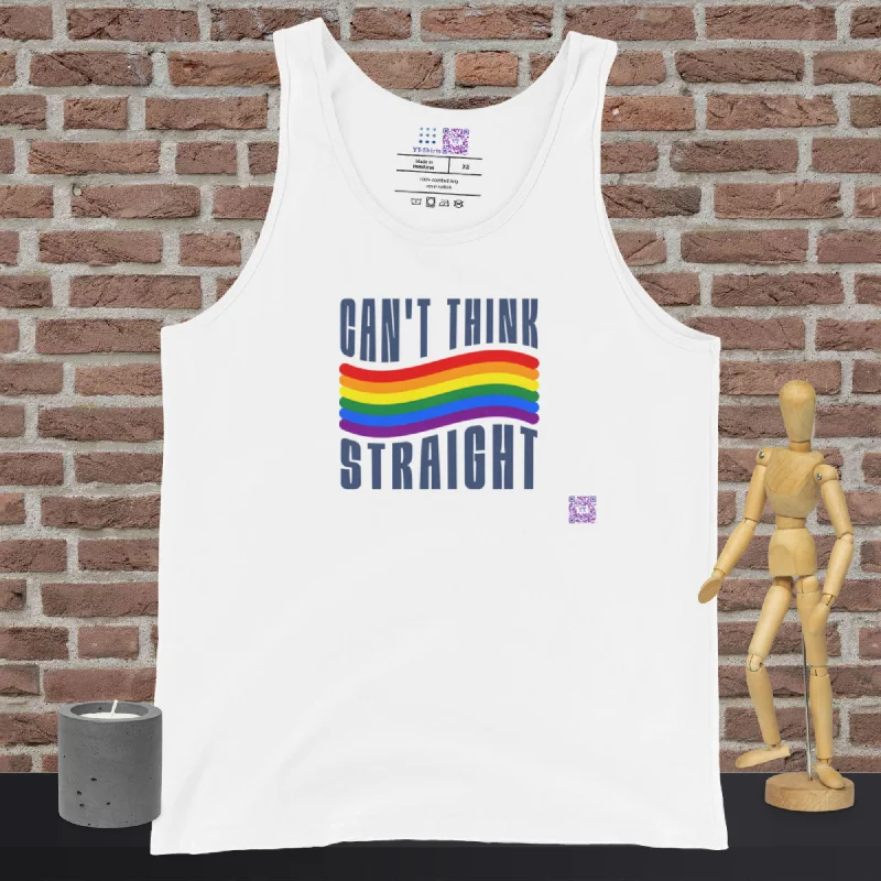 Can't Think Straight T-Shirt, LGBTQ+ Pride Tee, Funny Pride Shirt, Rainbow Pride Clothing, Inclusive Statement Shirt, Unisex Fit Tank Top Casual Formal Business