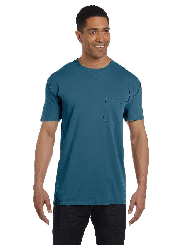 Comfort Colors Garment-Dyed Pocket T-Shirt | Topaz Blue Basic T-Shirt Crew Neck Short Sleeve Comfort Colors Garment-Dyed Pocket T-Shirt | Topaz Blue Basic T-Shirt Crew Neck Short Sleeve