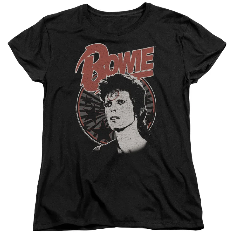 David Bowie Space Oddity Women's 18/1 100% Cotton Short-Sleeve T-Shirt Layered Multi-layer Single Layer