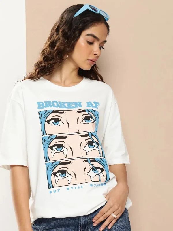 Difference of Opinion Off White Graphic Oversized T-Shirt-DOWMN310HWHT-XS Iron Safe Non-Iron Wrinkle Free