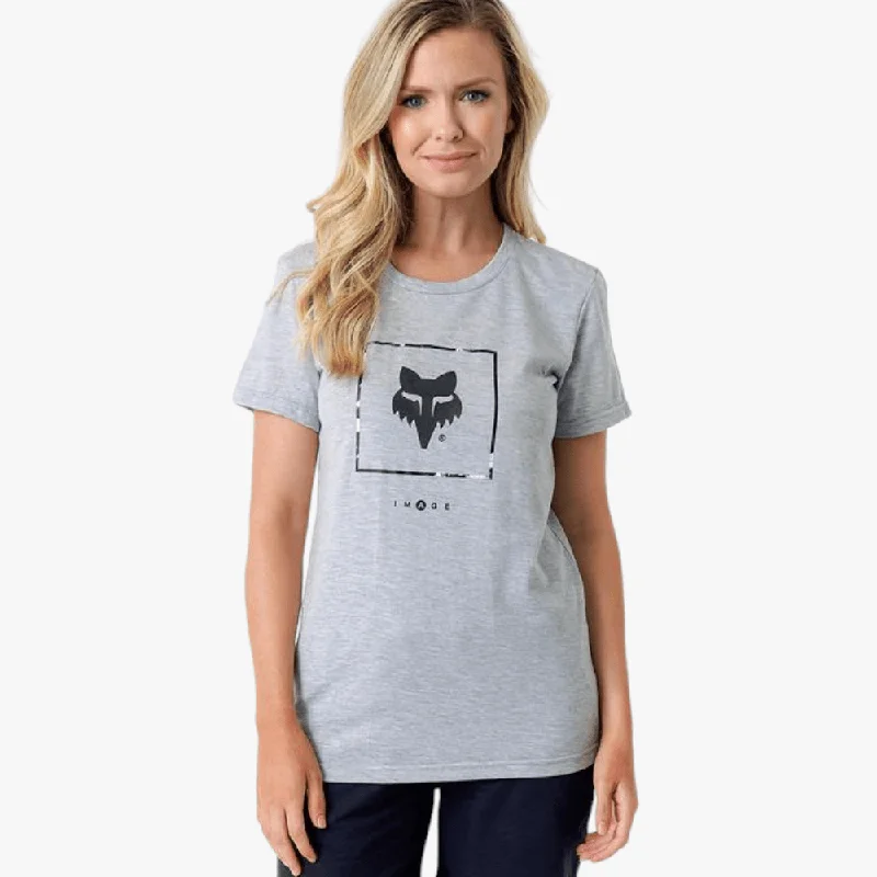 Fox Womens Atlas Short Sleeve Tee Grey Mel Basic T-Shirt Crew Neck Short Sleeve