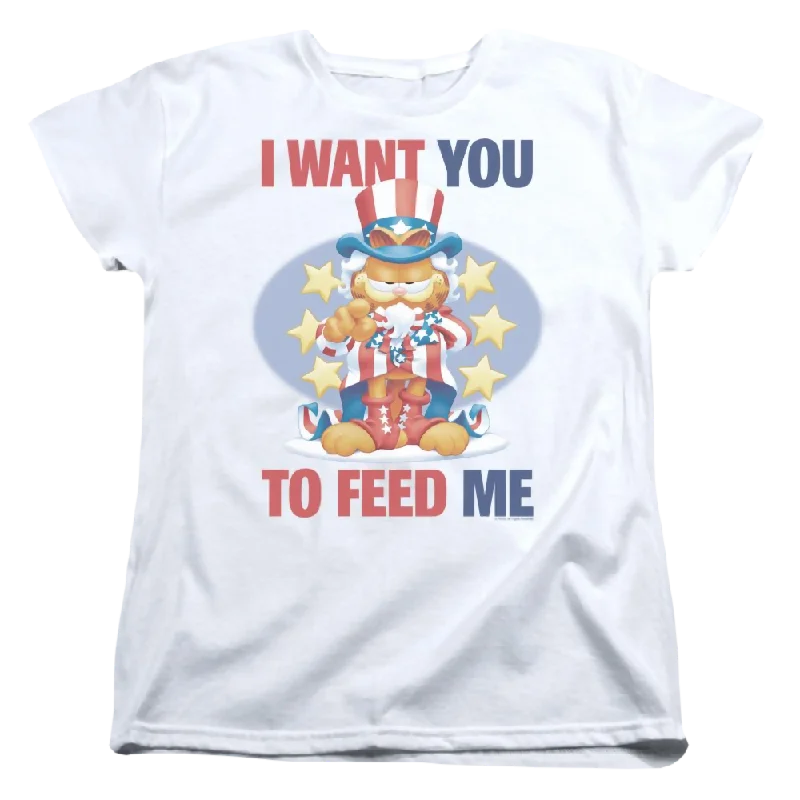 Garfield I WANT YOU - Women's T-Shirt Embroidered Appliqued Beaded