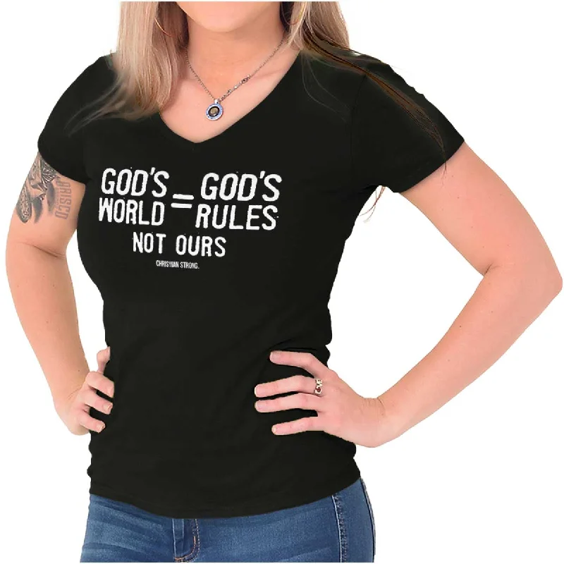 God's World Junior Fit V-Neck T-Shirt Zippered Front Buttoned Front Snap Front