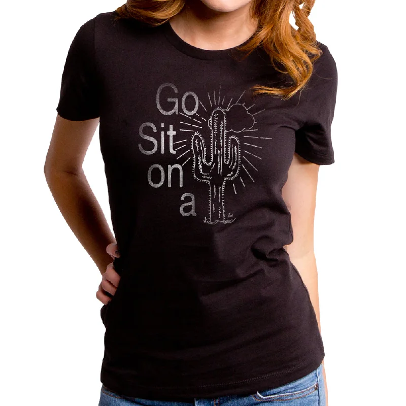 Go Sit on A Women's T-Shirt Striped Floral Plaid