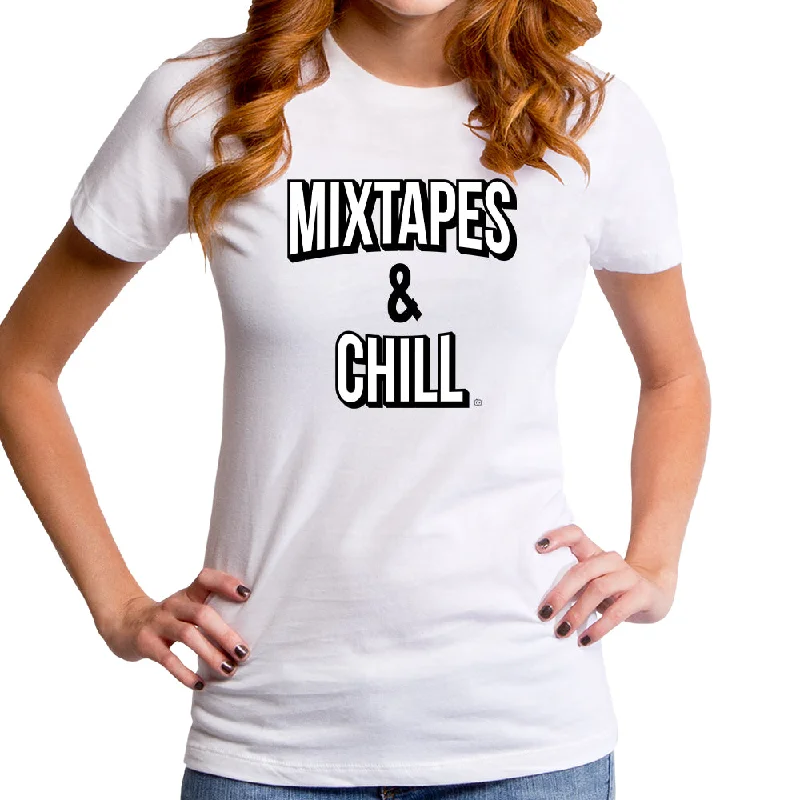 Mixtapes and Chill Women's T-Shirt Graphic T-Shirt Round Neck Polyester