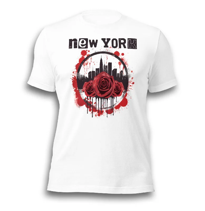 GRUNGE ROSE NEW YORK UNISEX T-SHIRT Fleece Nylon Spandex