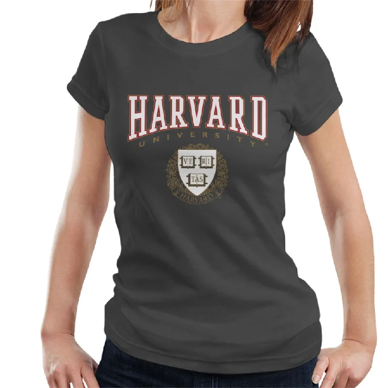 Harvard University Classic Crest Women's T-Shirt Lace Blend Ribbed Blend Corduroy Blend