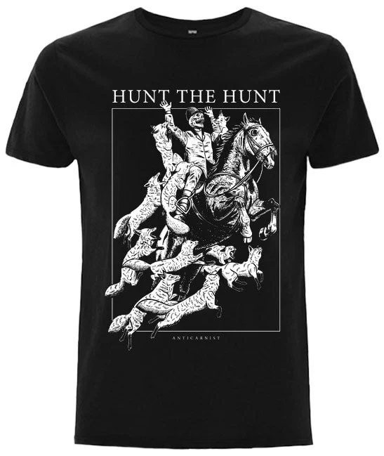 'Hunt The Hunt' Unisex Vegan T-Shirt Asymmetrical Pockets Print