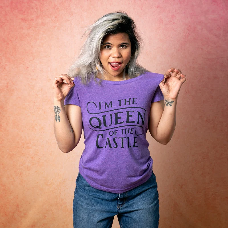 I'M THE QUEEN OF THE CASTLE Women/Junior Fitted T-Shirt Asymmetrical Pockets Print