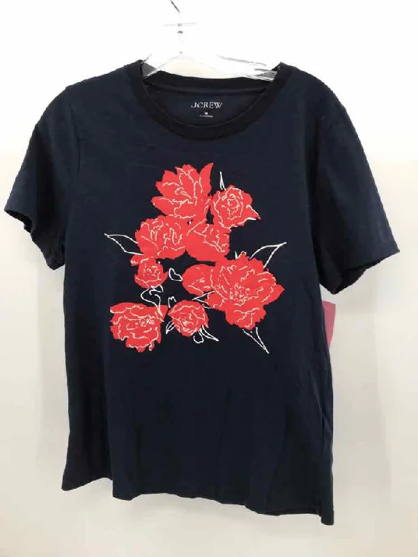 Pre-Owned J Crew Navy Size Medium Floral T-shirt Notch Collar Peter Pan Collar Cowl Neck Pre-Owned J Crew Navy Size Medium Floral T-shirt Notch Collar Peter Pan Collar Cowl Neck