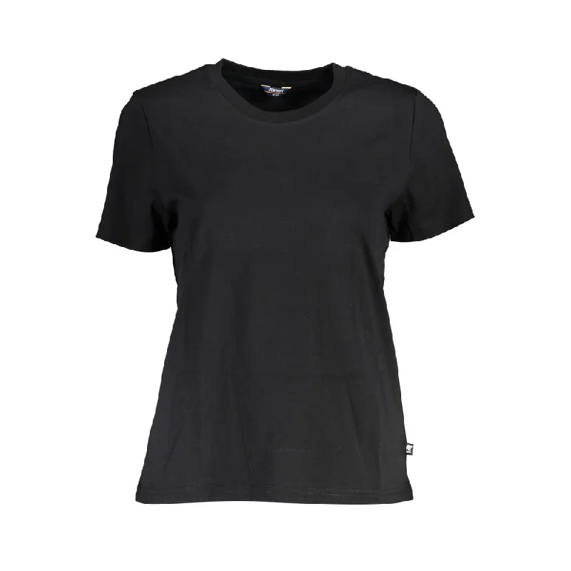 K-WAY Black Cotton Tops & T-Shirt Notch Collar Peter Pan Collar Cowl Neck