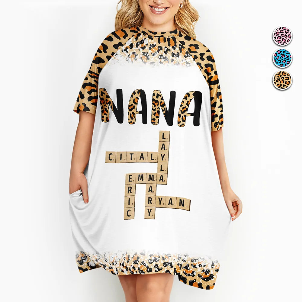Leopard Nana Title Crossword Scrabble - Personalized Women's Sleep Tee Iron Safe Non-Iron Wrinkle Free Leopard Nana Title Crossword Scrabble - Personalized Women's Sleep Tee Iron Safe Non-Iron Wrinkle Free