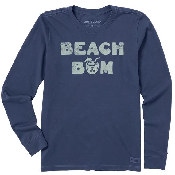 Women Long Sleeve Crusher Lite Beach Bum Tee Shirt Denim Fabric Leather Fabric Suede Fabric